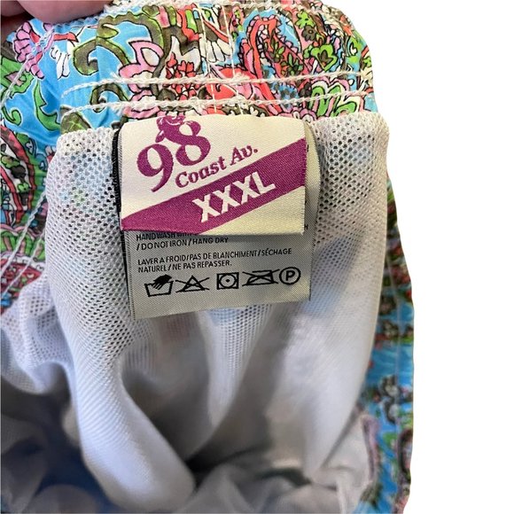 98 Coast Av. Men's Drawstring Swim Trunks Multicolor Paisley Mesh Lined XXXL - Picture 10 of 11